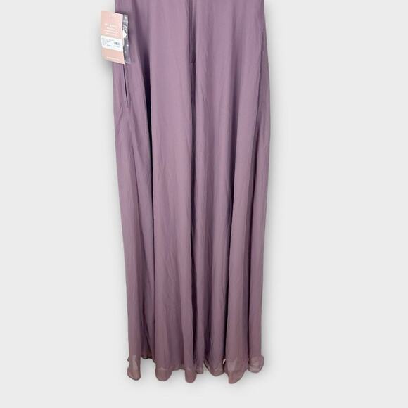 Birdy Grey Gwennie Chiffon Long Maxi Bridesmaid Dress Dark Mauve XS New - Picture 12 of 16